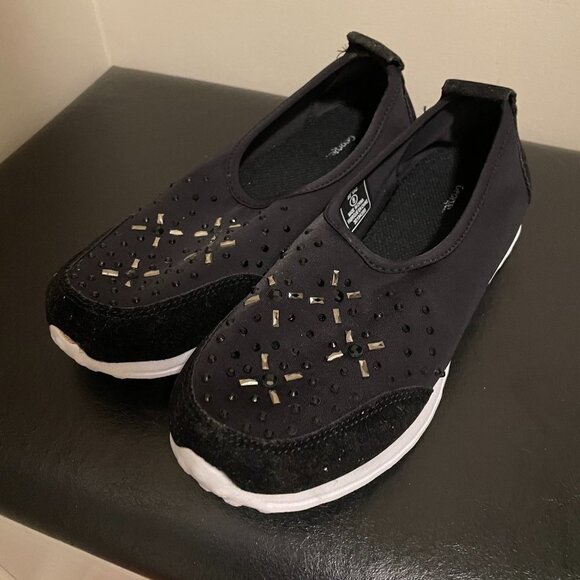 NWOT George Black Rhinestone Slip-Ons - US 8 - Picture 1 of 6